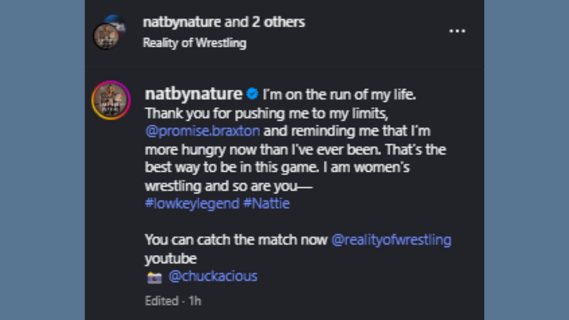 The star made a statement (Credit: Natalya's Instagram)